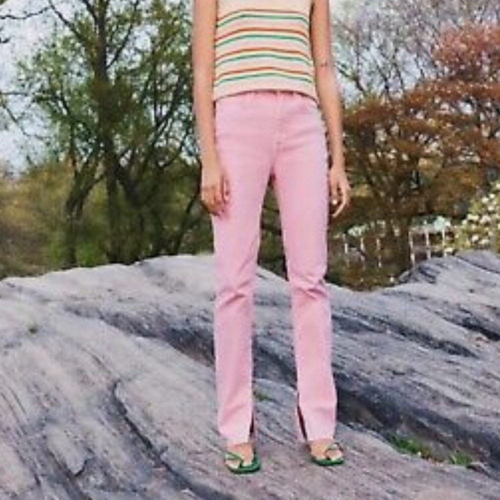 NWT ZARA High Rise Pink Jeans w Slits, 4/36